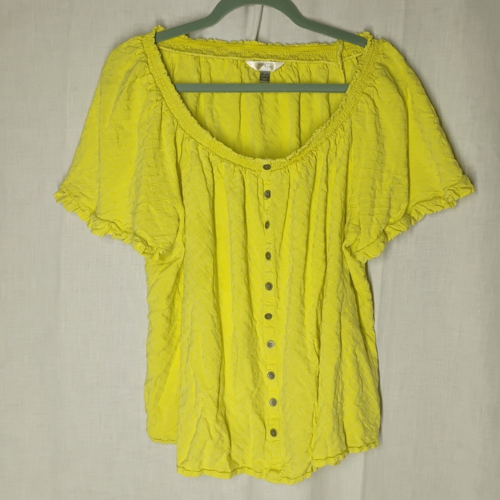 Terra & Sky Women's 2X Yellow Shirt Sleeve Shirt Top